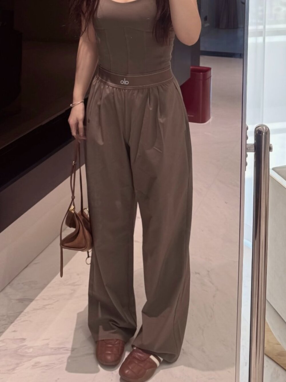 😉ALO Yoga Women's Straight Leg Pants (Regular XS) 😄 Espresso/Coffee Brown